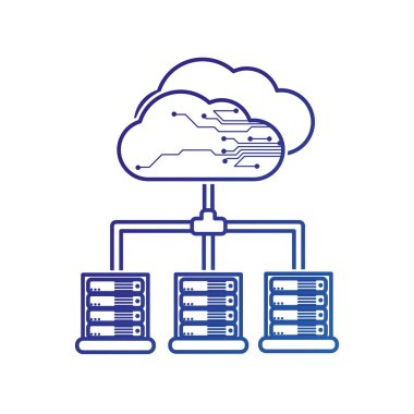 Veri Merkezi barındırma web ve Tema izole tasarım vektör çizim temel