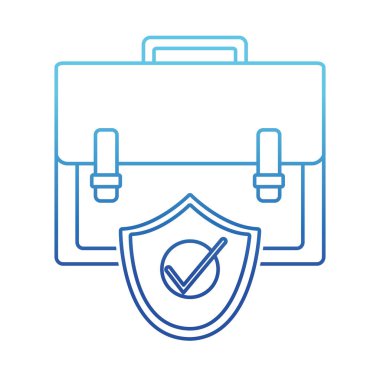 mavi çizgi evrak çantası iş nesnesi güvenlik kalkanı ile