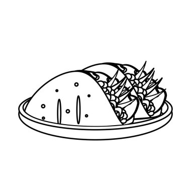 Meksika yemeği ve geleneksel yemekleri Tema izole tasarım vektör çizim börek