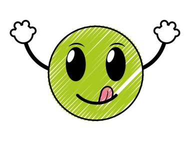 Doodle komik emoji yüz ifadesi silah ile