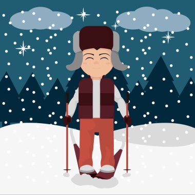 kış giysileri ve karda Kayak çocuk