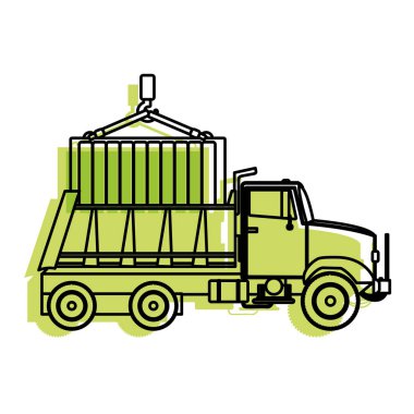 Kamyon ulaşım araç ve seyahat Tema izole tasarım vektör çizim