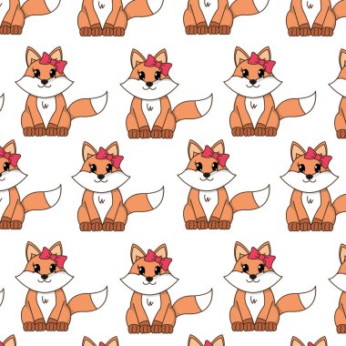 şerit yay arka plan ile kadın fox sevimli hayvan