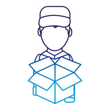 Tasarım kutusu ve adam teslim nakliye ve lojistik Tema Isolated vektör çizim