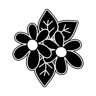 güzel çiçek yaprakları ve yaprakları dekorasyonu ile siluet