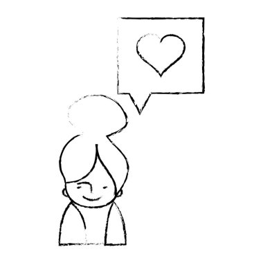 Grunge kadın kalp sohbet kabarcık iletisi ile