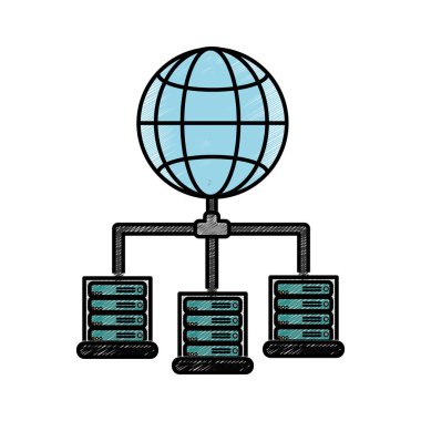 Veri Merkezi barındırma web ve Tema izole tasarım vektör çizim temel
