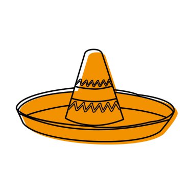 Bez kostüm Aksesuar ve aşınma Tema izole tasarım vektör çizim Meksika şapka