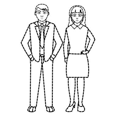 şık kıyafetler ve saç tasarımı ile noktalı şekli iş adamları