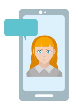 Kullanıcı kadının smartphone ile sohbet kabarcık içinde