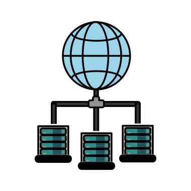 Veri Merkezi barındırma web ve Tema izole tasarım vektör çizim temel