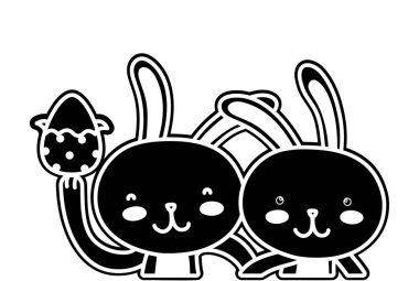 siluet mutlu tavşan kaç ile birlikte Paskalya yortusu yumurta