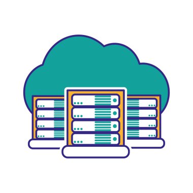 Veri Merkezi barındırma web ve Tema izole tasarım vektör çizim temel