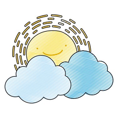 rendelenmiş kawaii mutlu güneş bulut doğal hava ile