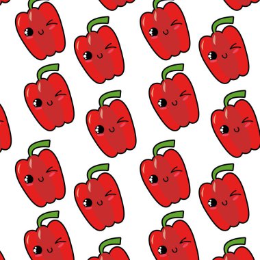 Biber sebze sağlıklı ve organik gıda Tema izole tasarım vektör çizim