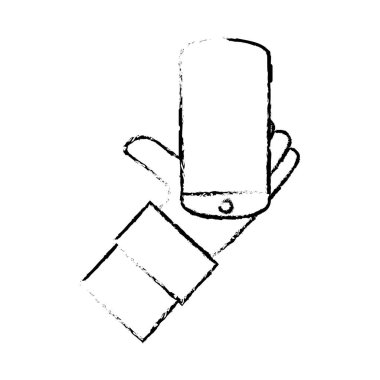 Grunge adam el ile akıllı telefon mobil teknoloji