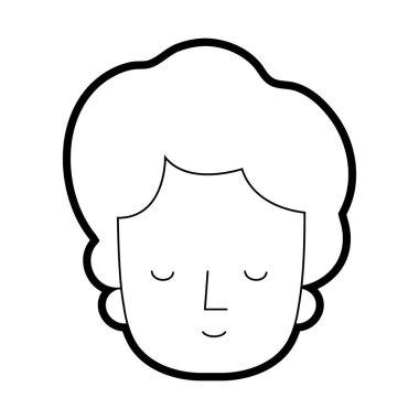 çizgi sosyal adam kapalı gözler ve saç tasarım