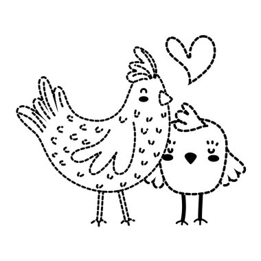 noktalı şekil tavuk ve piliç sevgi ve ailenin bir arada