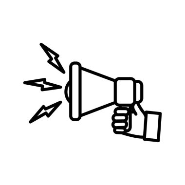 çizgi adam el ile megafon ses haber
