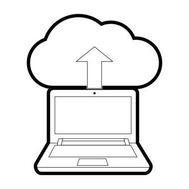 Bulut depolama teknolojisi ve sanal Tema izole tasarım vektör çizim bilgisayar