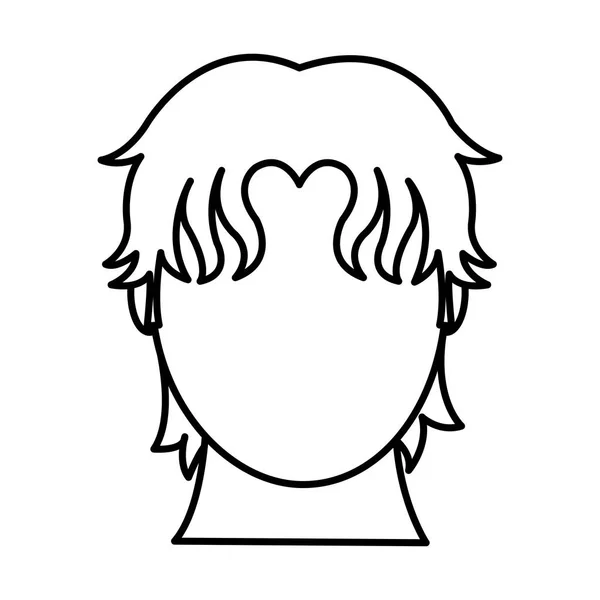 Linha avatar homem cabeça com penteado e rosto padrão — Vetor de Stock