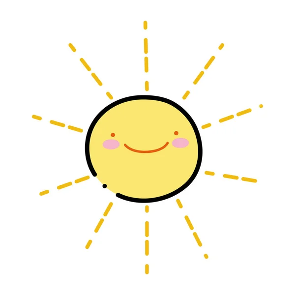 Χαρούμενος ήλιος χρώμα φύσης καιρός kawaii — Διανυσματικό Αρχείο