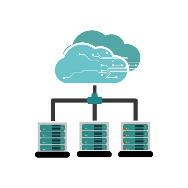Cloud Computing Storage Technology Virtual Theme Diseño Aislado Ilustración Vectorial — Archivo Imágenes Vectoriales