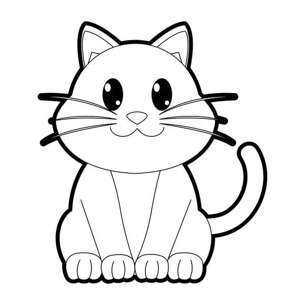 Contorno gato feliz lindo animal carácter — Vector de stock