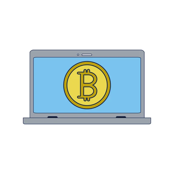 Bitcoin dentro do design do laptop — Vetor de Stock