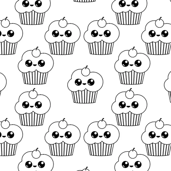 Cupcake Fond Dessert Sucré Boulangerie Thème Conception Isolée Illustration Vectorielle — Image vectorielle