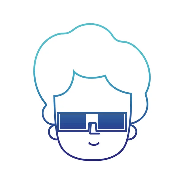 Homem de linha azul com design de penteado e óculos 3d — Vetor de Stock