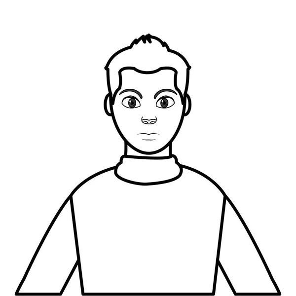 Line profil man med frisyr design och skjorta — Stock vektor