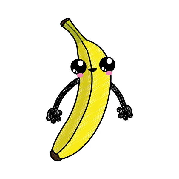 Banana Frutas Alimentos Saludables Orgánicos Tema Diseño Aislado Ilustración Vectorial — Vector de stock