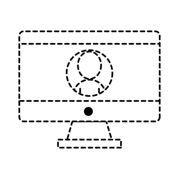 Desenho de computador e usuário — Vetor de Stock