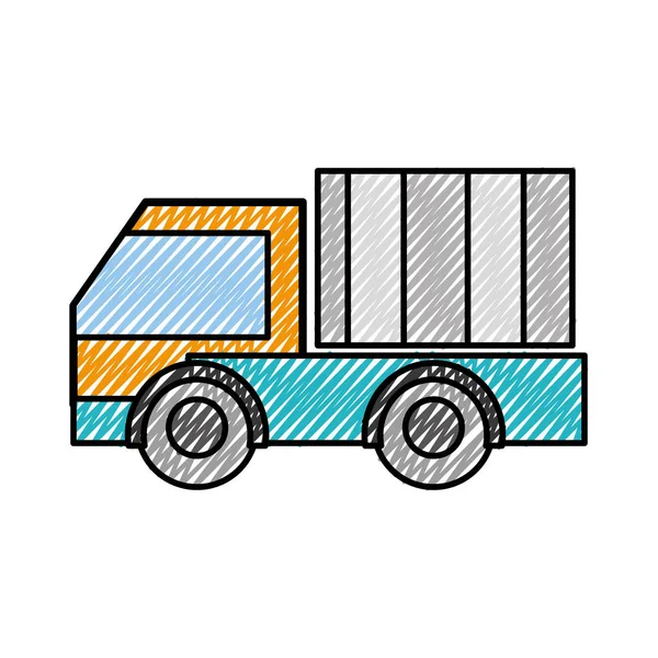 Doodle truck vehicle trasporto alla consegna aziendale — Vettoriale Stock