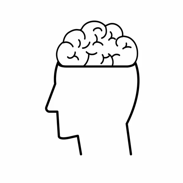 Brain Head Icon Human Organ Mind Theme Isolated Design Vector — Stock Vector
