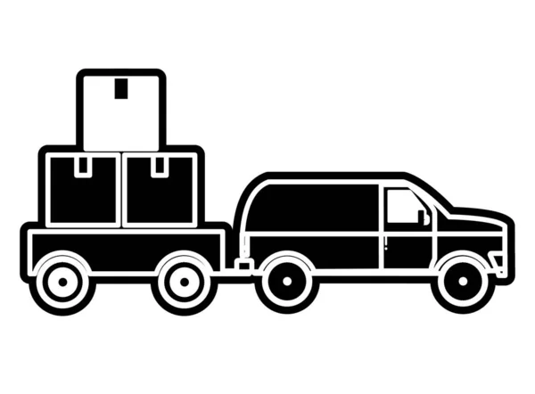 ボックスや配送物流テーマ分離プロセスのトラック設計ベクトル図 — ストックベクタ