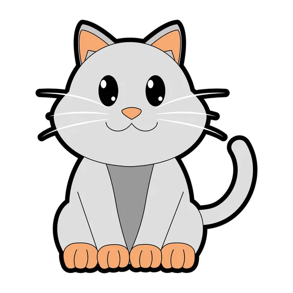 Cor cheia gato feliz personagem animal bonito —  Vetores de Stock