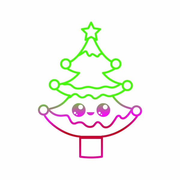 Icono Del Árbol Pino Feliz Navidad Temporada Tema Diseño Aislado — Archivo Imágenes Vectoriales