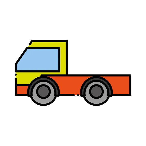 Dashed line industry truck vehicule transportation car — Stock Vector