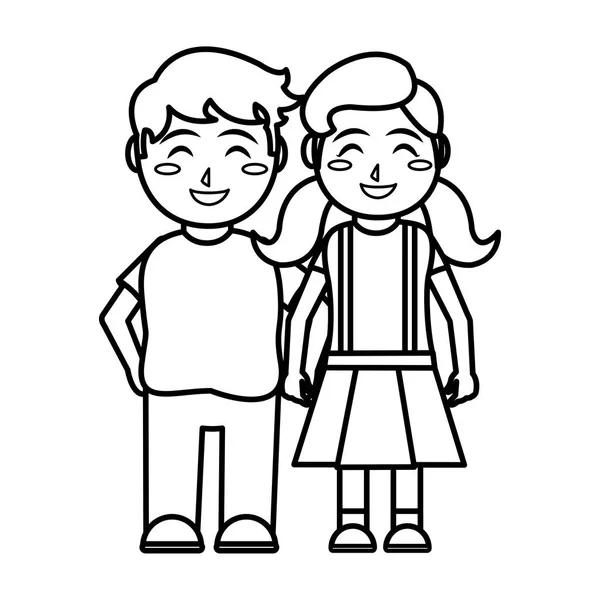 Chica y niño diseño de dibujos animados — Vector de stock