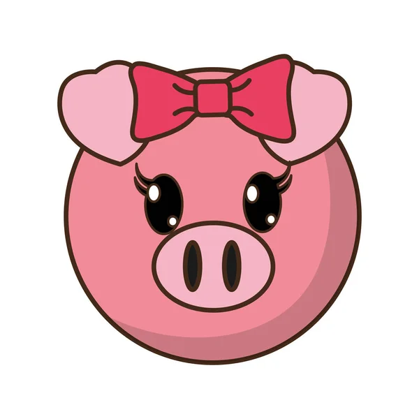 Female pig head cute animal — Stock Vector