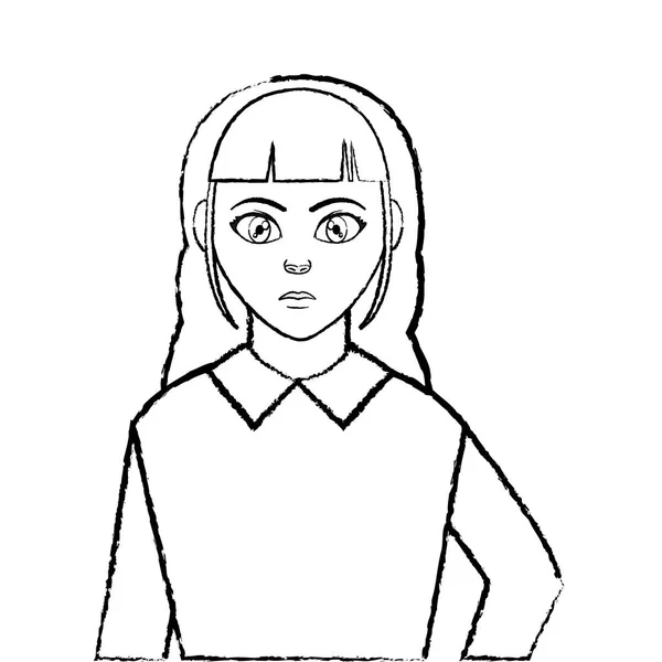 Grunge avatar femme avec coiffure et conception de chemisier — Image vectorielle