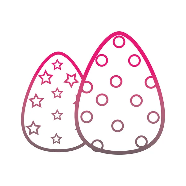 Línea de color huevos Pascua con puntos y estrellas decoración — Vector de stock