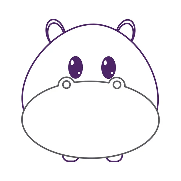 Linha de cores hipopótamo cabeça bonito personagem animal — Vetor de Stock