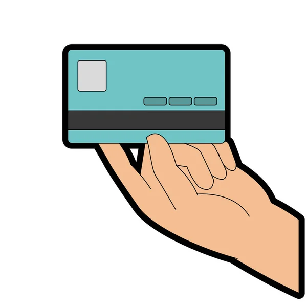 Čáry barevná podnikání elektronická kreditní karta v ruce — Stockový vektor
