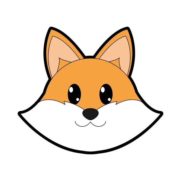 Πλήρες χρώμα αλεπού κεφάλι χαριτωμένο ζώο χαρακτήρα — Διανυσματικό Αρχείο