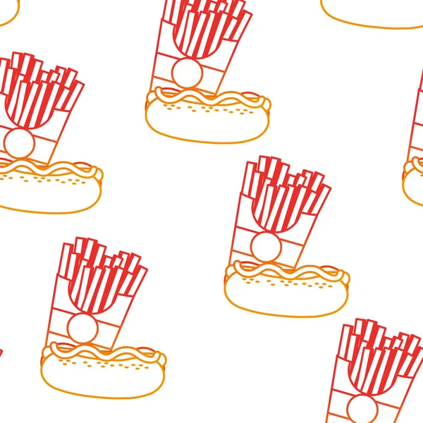 Hot Dog Fries Background Fast Food Urban Tasty Menu Theme — стоковый вектор