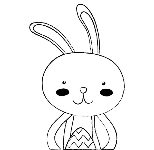 Grunge lapin animal avec oeuf Pâques célébration — Image vectorielle