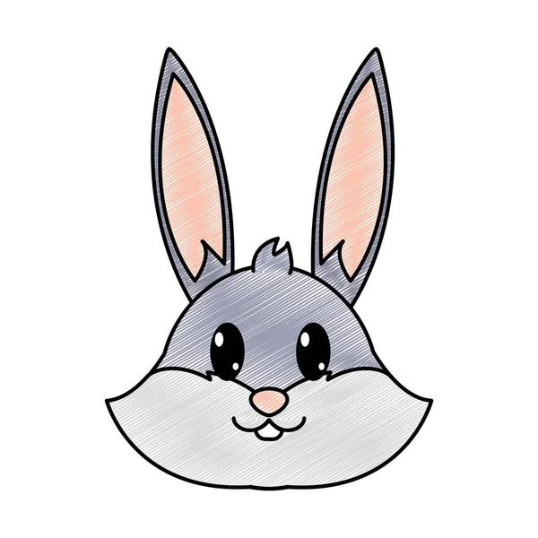 Tête de lapin râpée caractère animal mignon — Image vectorielle